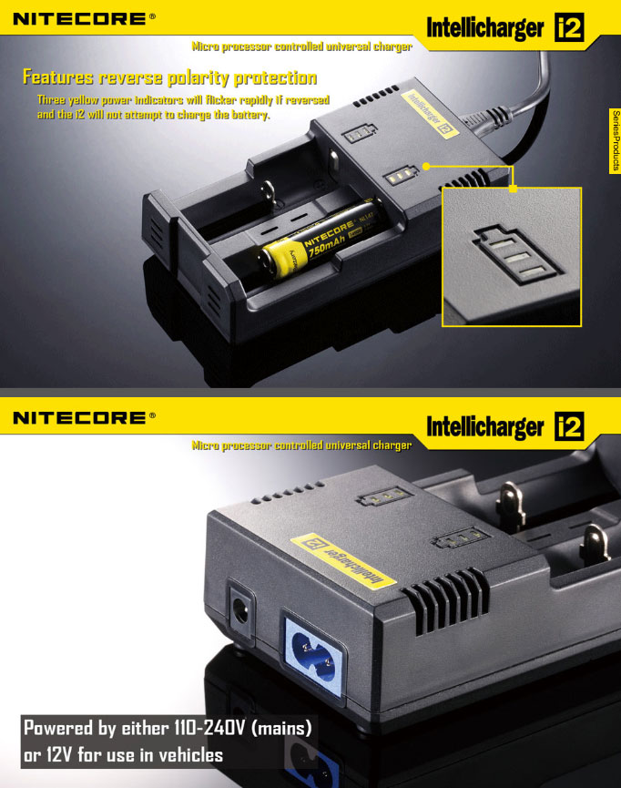 Chargeur Nitecore intellichargeur i2, Universel intelligent pour batteries  Li-ion