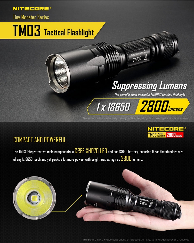 Nitecore TM03 2800Lumens lampe torche tactique ultra puissante