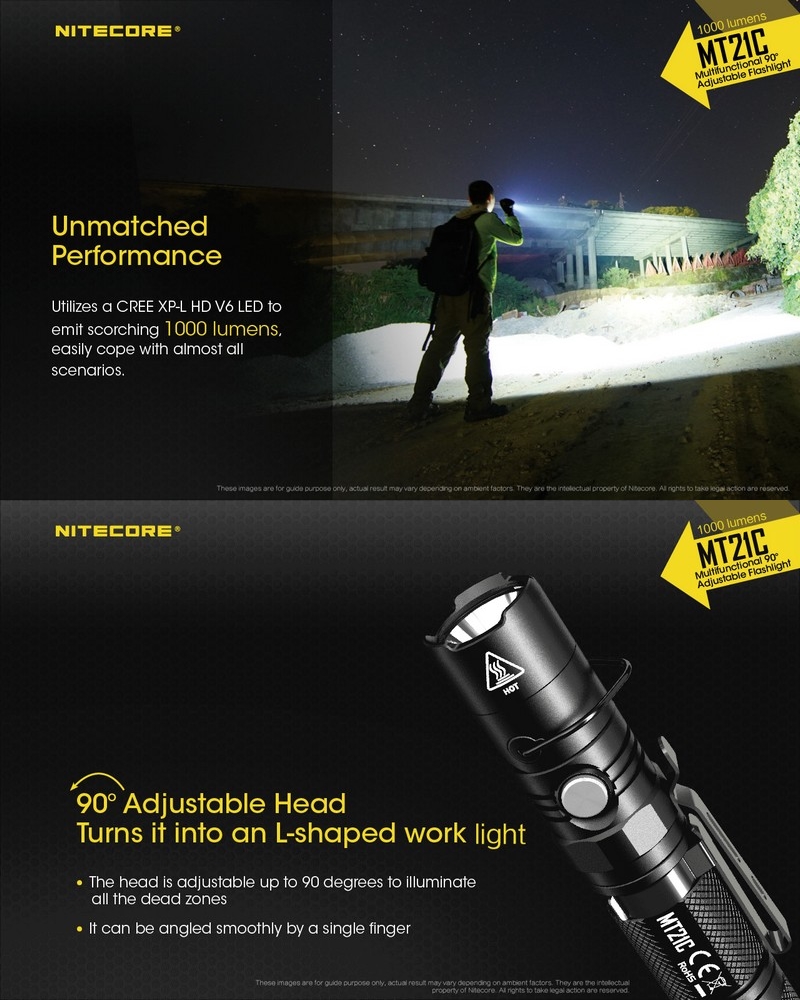 MT21C lampe de poche aimantée tête inclinable 1000LM–NITECORE BELUX