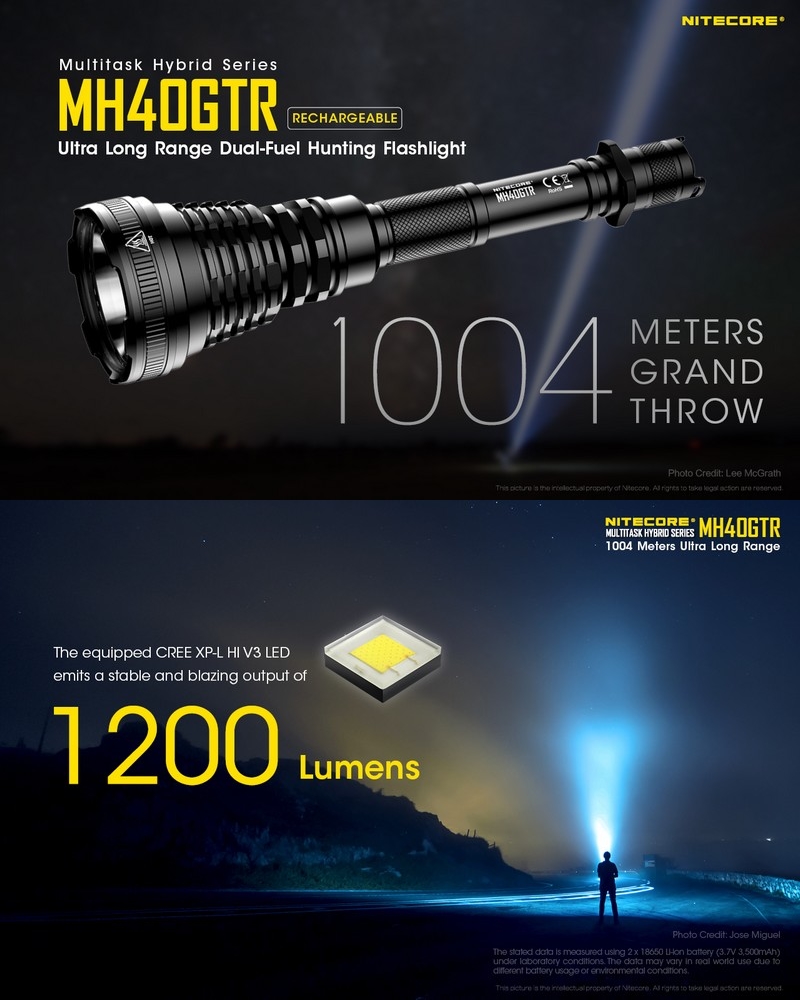 Lampe Torche Nitecore MH40GTR 1200Lumens - lampe torche de chasse