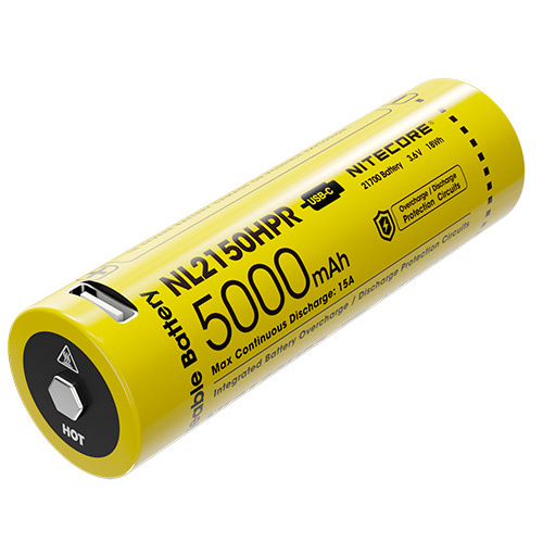 Batterie Nitecore NL2150HPR 21700 5000 mAh Li-ion - Port USB-C intégré