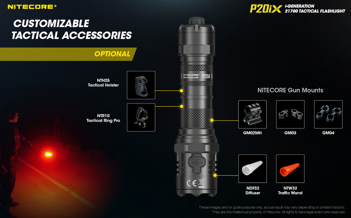 Lampe Torche tactique Nitecore P20i 1800Lumens, flash aveuglante parfaite  pour l'auto défense