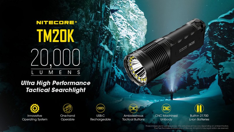 Lampe Torche Nitecore TM20K 20 000Lumens ultra puissante