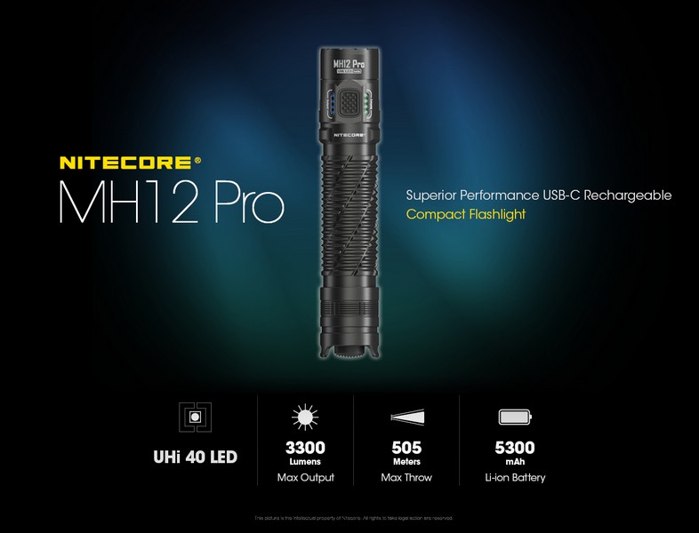Lampe Torche Nitecore MH12PRO  3300 Lumens
