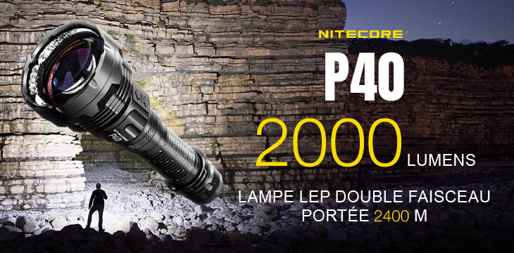 Lampe torche tactique laser Nitecore P40 LEP  2000 Lumens
